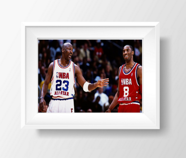 Michael Jordan Mentoring Kobe Bryant At 2003 All-Star Game Wall Mounted Picture Frame 700