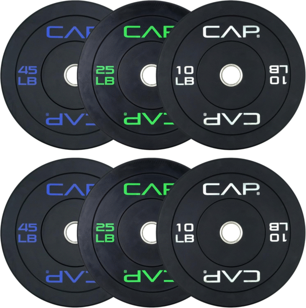 RWA Sportswear CAP Barbell 2-Inch Olympic Bumper Plate Weight Set - Economy